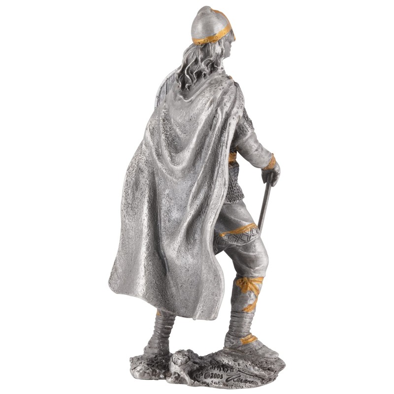 Viking with Axe and Shield, Pewter, Hand Painted in Silver
