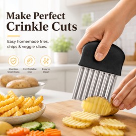 Crinkle Cutter for Vegetables & French Fries – Stainless Steel Wavy Slicer for Potatoes, Fruit & Dough