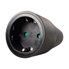 Cable Coupling 230 V, 16 A, IP20, Shatterproof Rubber Coupling, Protective Contact Coupling with Kink Protection Sleeve, Rubber Coupling 230 V with Strain Relief Outdoor Area, Cable Rubber Coupling up