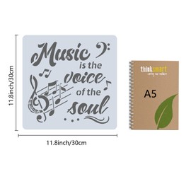 GORGECRAFT 12"X12" Music Note Stencil Music is the voice of the soul Templates Reusable Plastic Drawing Painting Stencils Template for Painting on Card Wall Fabric Tile Canvas DIY Decor Crafts