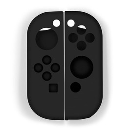 Peziang Switch Controller Skin, Anti-Slip Silicone Grips Covers Soft Ultra-Thin Protective Cover Case for Switch Controller (Black) with 2 Cute Thumb Grip Caps