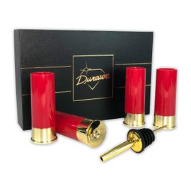 Durawe Company 12 Gauge Shot Glass, Set of 4 Shots with Pourer, Great Gift Drinking Glass Set for Men, Luxury Gift Set, Durable Plastic Shot Glasses