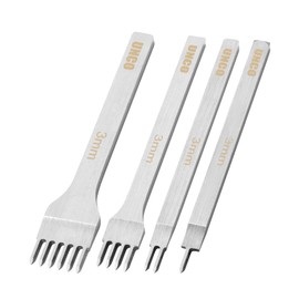UNCO- Leather Stitching Punch, 4 Pack, 3mm, 1/2/4/6 Prong, Leather Stitch Punch, Leather Fork Punch, Leather Chisel, Leather Hole Punch Tool, Leather Punch Tool, Stitching Chisel