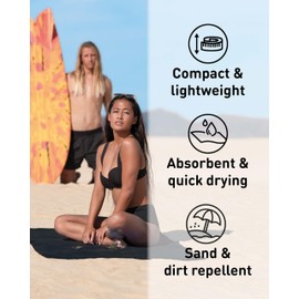 Fit-Flip Microfibre Towel - Compact, Ultra Lightweight & Quick Dry - Perfect for Gym, Travel & Beach - Swimming Towel for Sports, Camping & Hiking (80x160cm Black + Bag)