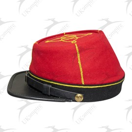 UK EMPIRE GROUP American Civil War Officer 1st Lieutenant Kepi (CSA) Black Band – Artillery Red Wool Hat/Cap (X-Large)