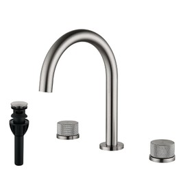 Techzm 8 Inch Widespread Gooseneck Bathroom Faucet Two Handle Basin Mixer Tap Solid Brass Brushed Nickel