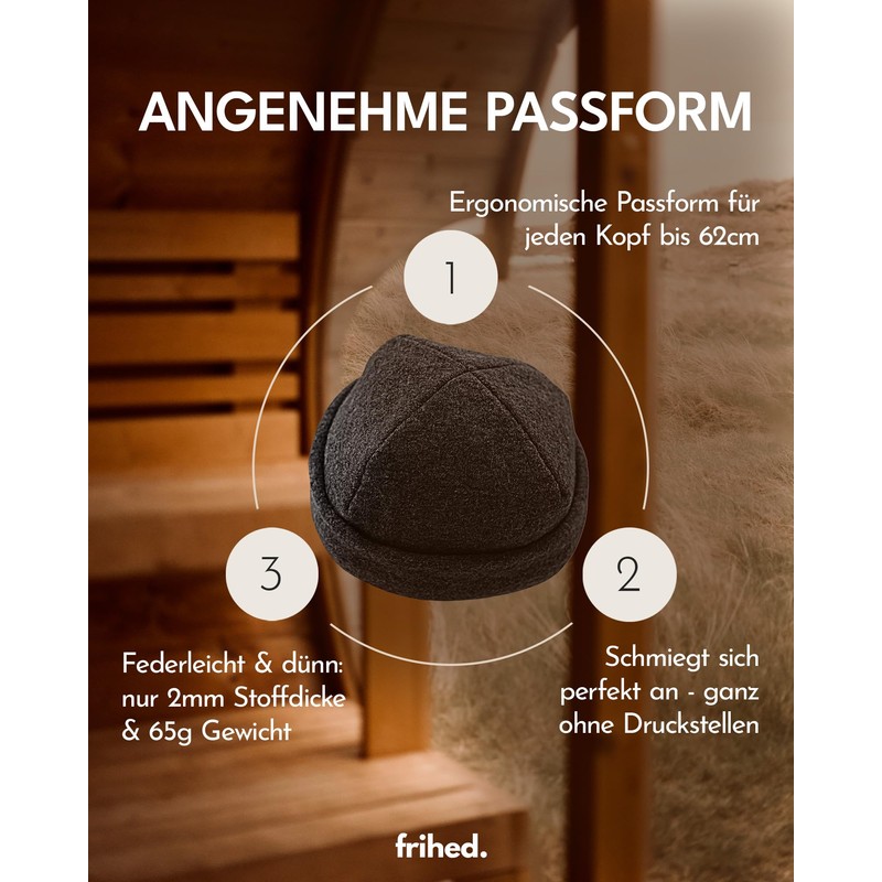 frihed.® Sauna Hat Sand Made of Wool Walk - 100%