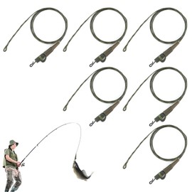 Noaxylic Pack of 6 Fishing Accessories Carp, 64 cm 45 lb Chod Rig, Carp Fishing Guide Safety Lead Clip Anti-Tangle Fishing Hook Carp Accessories, for Chod Rig Beginners and Fishing Enthusiasts