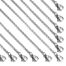 24 Pcs 18" 2mm Stainless Steel Necklace Link Cable Chain Lobster Clasp Bulk for DIY Jewelry Making Supplies Accessories
