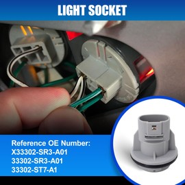 HiSport 1PACK Turn Signal Blinker Light Bulb Socket & Connector Plug Pigtail Wire Wiring Harness Set Compatible with Honda Accord CR-V Accord, Acura Replacement for 33302-SR3-A01 33302-ST7-A1