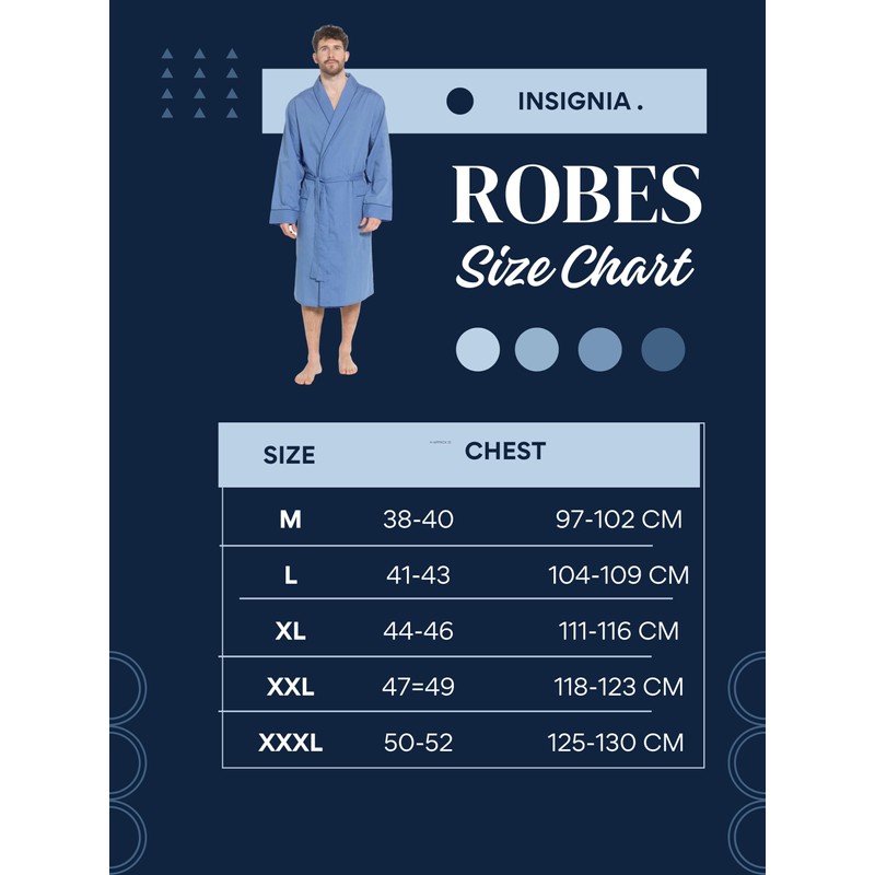 INSIGNIA Mens Plain Woven Lightweight Cotton Poly Dressing Gown Robe