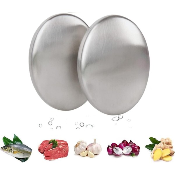Kiuiom Odour-neutralising, brushed stainless steel soap, 2 pieces for removing odour onions, fish, garlic, strong odours from hands, kitchen aid