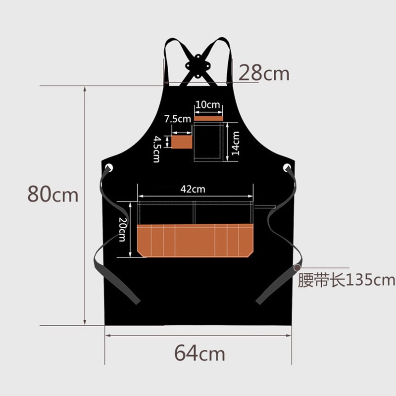 Barber Apron Multi Pocket Waterproof Black Chef Aprons for Art