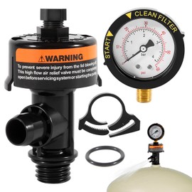 johntruck 98209800 High Flow Manual Relief Valve Replacement with Pressure Gauge/Air Relief Manual Valve Assembly for Pool and Spa Filter, Includes #98209803