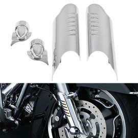 HCmotorku Motorcycle Fork Lower Leg Deflectors Shield Cover Guard Protector Fit for Harley Touring Road King Electra Glide Road Glide Street Glide 2000-2013 Chrome