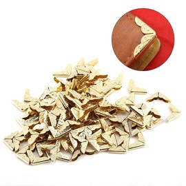 100pcs Book Corner Protectors, Yellow Retro Metal Book Albums Scrapbook Folder Corner Protector Menus Notebook File Corner Decorative Accessory