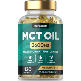 Horb?ach MCT Oil Capsules 3600mg | C8 & C10 | High Strength | Keto Diet Supplement | 120 Softgels | by Horbaach