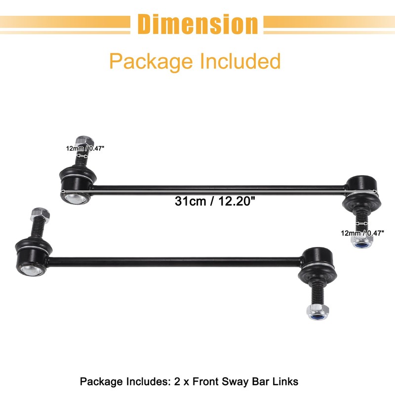 QUARKZMAN 2 Piece Front Stabiliser Coupling Rod Set for Fiat