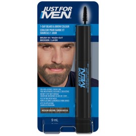 Just For Men Ritocco Instantaneo Del Grigio Barba E Sopracciglia Per Uomo, Colorazione Temporanea Per Un Look Più Folto E Ben Definito, Fino A 30 Applicazioni, Colore Marrone Medio