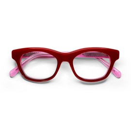 eyebobs Bumfuzzle Premium Reading Glasses for Women and Men | Round Average-Size Reading Glasses | Red and Pink Layer Front and Temples | 2.25
