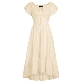 Renaissance Dress for Women Off The Shoulder Summer Western Dresses Goth Beige S