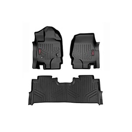 Rough Country All Weather Floor Mats Set for Ford F-150 (2015-2024), F-150 Lightning (2022-2024), Raptor (2017-2024) with Bucket Seats - Waterproof Flexible Floor Mats, Front & Back Set