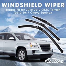 Forccord 3-Pack Windshield Wiper Blades Fit for GMC Terrain/Chevy Equinox2010-2017 Windshield Wipers Top Lock 24"+17"+13"(Not Fit For U & J Hook)
