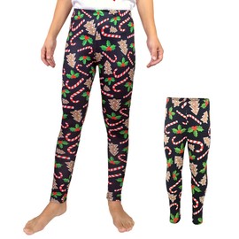 Mommy and Me Matching Mother Daughter Christmas Cookie Leggings (Lrg, Black)