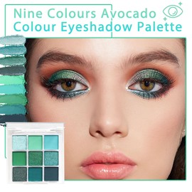 Green Eyeshadow Makeup Palette,9 Colors Matte Blendable Eye Shadow Palette Makeup,Waterproof Long Lasting Highly Pigmented,Colorful Shimmer Forest Green Eye Shadow Plattet for Women