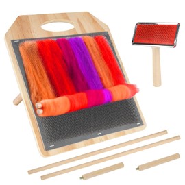 YeeBeny Wool Blending Board,Wool Hand Carders Angle Includes 1 Wool Brush and 2 Wooden Craft Sticks for Blending and Finishing Wool Fibers