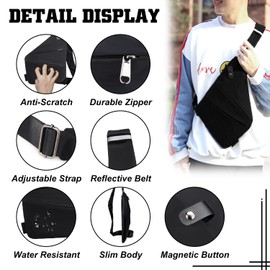 GDOKKNY Anti Theft Crossbody Bag for Women Personal Flex Travel Bag Anti-Theft Cross Body Bag Sling Chest Bag for Men （Black）