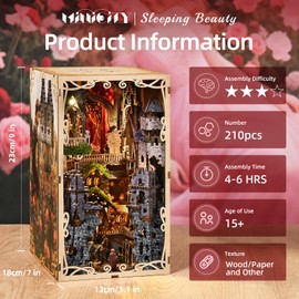 MiniCity Book Nook Kit, DIY Scene Miniature House Kit Tiny House Mini Booknook Craft Bookshelf Decor, 3D Puzzles for Adults, Scale Model Building for Book Lovers (Sleeping Beauty)