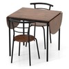 Costway 3 Pcs Foldable Dining Table Set with 2 Chairs