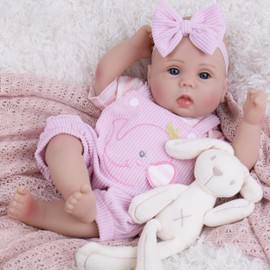 Milidool Lifelike Reborn Baby Dolls Realistic Baby Girl Dolls 18Inch Newborn Baby Girl with Pink Doll Clothes with Elephant Pattern for Kids Age 3+