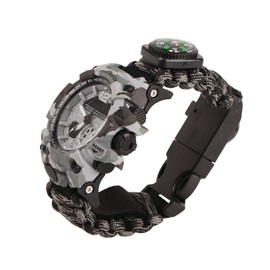 Outdoor Camping Survival Watch Multi Functional Bracelet Compass Whistle Paracord Bracelet Equipment Tools Kit