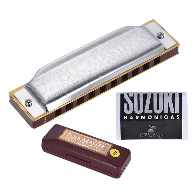 Suzuki 1072-B Folkmaster Standard 10-Hole Diatonic Harmonica Key of B