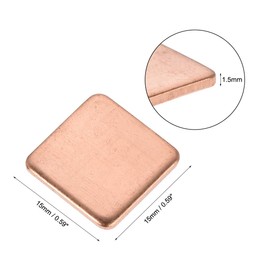 sourcing map Flat IC Chipset Thermal Copper Heatsink for CPU GPU RAM 15 x 15 x 1.5 mm Pack of 10