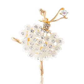 Elegant Ballet Girl Brooch for Women,White Dress Dance Girl Brooch Dancer Rhinestones Lapel Brooch Pin Jewelry Accessories with Pink Gift Box for Mother Mom Gift Dress Sweater Bag Jackets Decoration
