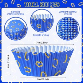 Vesici 300 Counts Video Game Cupcake Liners Blue and Gold Rings Paper Cupcake Wrappers Holders Cartoon Disposable Baking Cup Bulk for Birthday Baby Shower Baking Party Supplies
