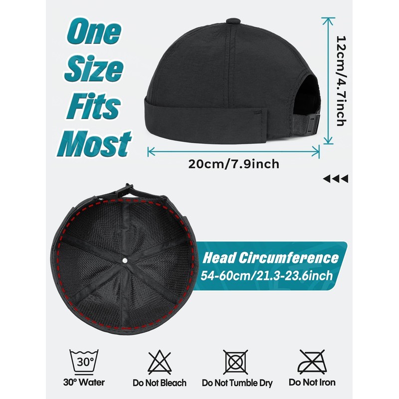 Becellen Docker Cap Men's Summer Cap Without Visor Adjustable Sailor