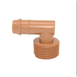 1/2" Barbed Fittings (.600" ID) - 17mm Brown - 10 Pack Irrigation Connectors for Drip Tubing and Garden Hoses (ADAPTER ELBOW)