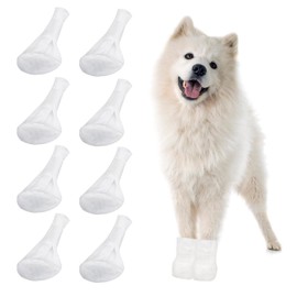 HIXNUG 8 Pieces Disposable Dog Shoes Dog Paw Protector Disposable Pet Boots Paw Protection Covers Pet Socks for Indoor Wear (M)