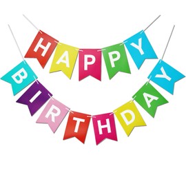 Letjolt Happy Birthday Banner Birthday Party Bunting Colorful Signs for Rainbow Birthday Decorations Nursery Hanging Outdoor Birthday Decor