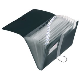 Herlitz 11208394 multi-compartment a4 folder polypropylene with 12 compartments Black, Black