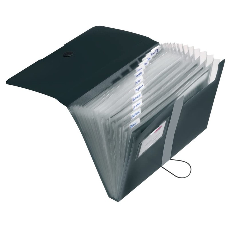 Herlitz 11208394 multi-compartment a4 folder polypropylene with 12 compartments Black,