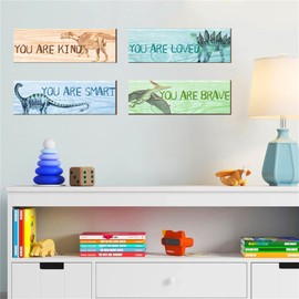WOHAHA Wall Sticker, Stylish, Cartoon Dinosaur, Wall Sticker, English Version Inspiration, Wall Sticker, Removable Wallpaper, Kindergarten, Nursery, Children's Room, School, Interior Sticker, Cute