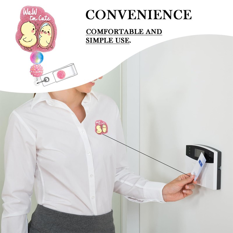 Horee Retractable Badge Reel with Alligator Clip, Glitter Acrylic Nurse