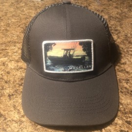 Magellan Outdoors Gray Mesh Truckers Snapback Hat Cap Fishing