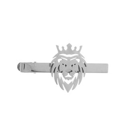Hip Hop Crown Lion Brooches Stainless Steel Mens Animal Talisman Party Accessories Trendy Wedding Jewelry Badge Pins for Groom (steel tie clip)