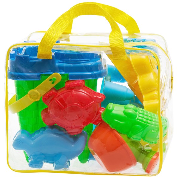 12 Pack Kids Sand Beach Toys Set, Sandcastle Moulds, Watering Can, Bucket, Spades Including Carry Bag